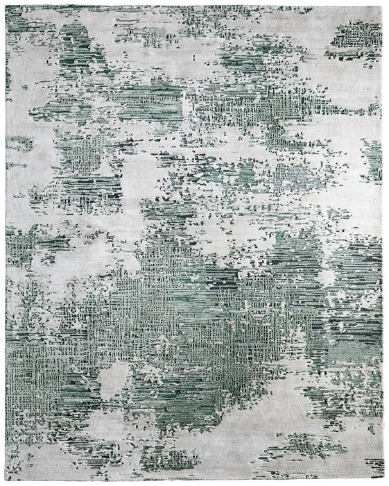 10' X 14' Abstract Hand Tufted Area Rug - Green And White