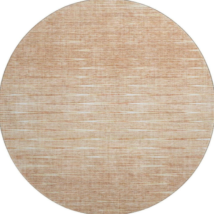 8' Abstract Washable Round Rug With UV Protection - Salmon And Ivory