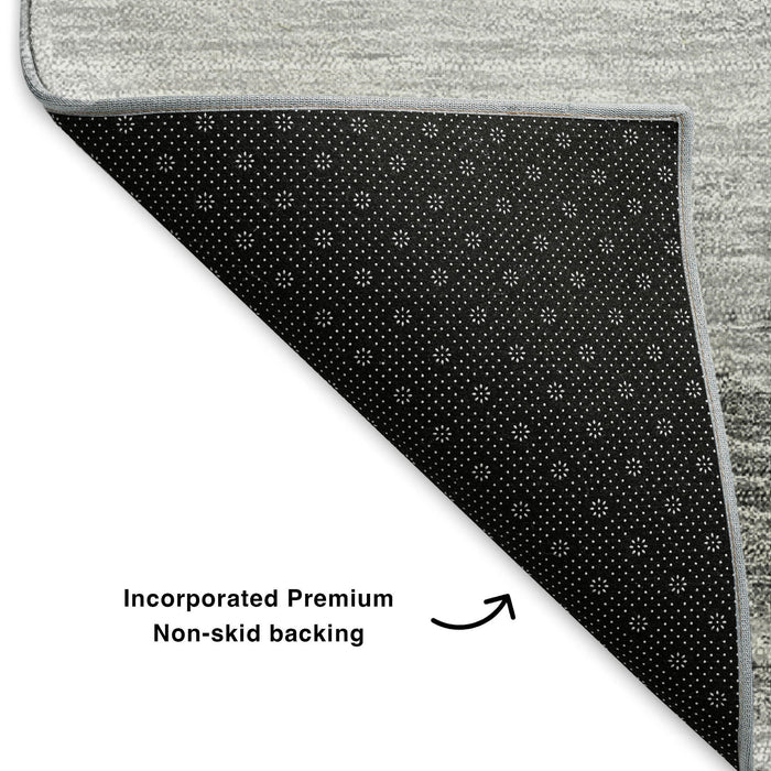 10' X 14' Abstract Washable Area Rug With UV Protection (651298) - Gray / Gold / Ivory