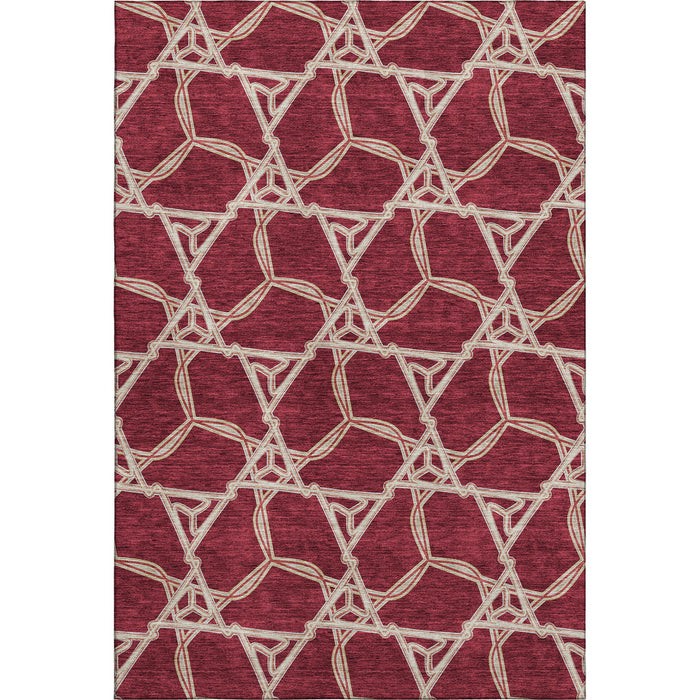 10' X 14' Geometric Washable Area Rug With UV Protection (675978) - Burgundy / Gray