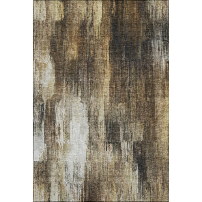 8' X 10' Transitional Abstract Washable Area Rug With UV Protection - Chocolate