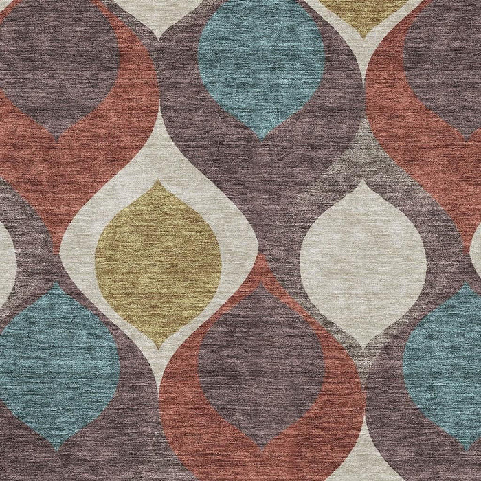 10' X 14' Ogee Washable Area Rug With UV Protection - Brown