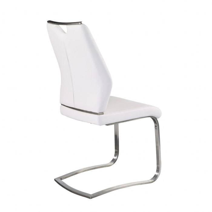 Upholstered Leather Dining Room Chairs (Set of 2) - White