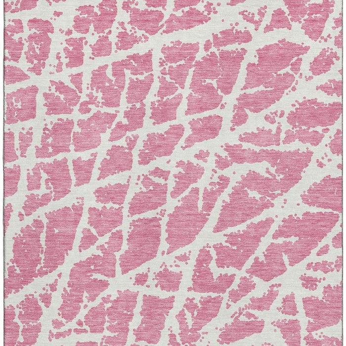 5' X 8' Abstract Washable Area Rug With UV Protection (646574) - Pink / Ivory
