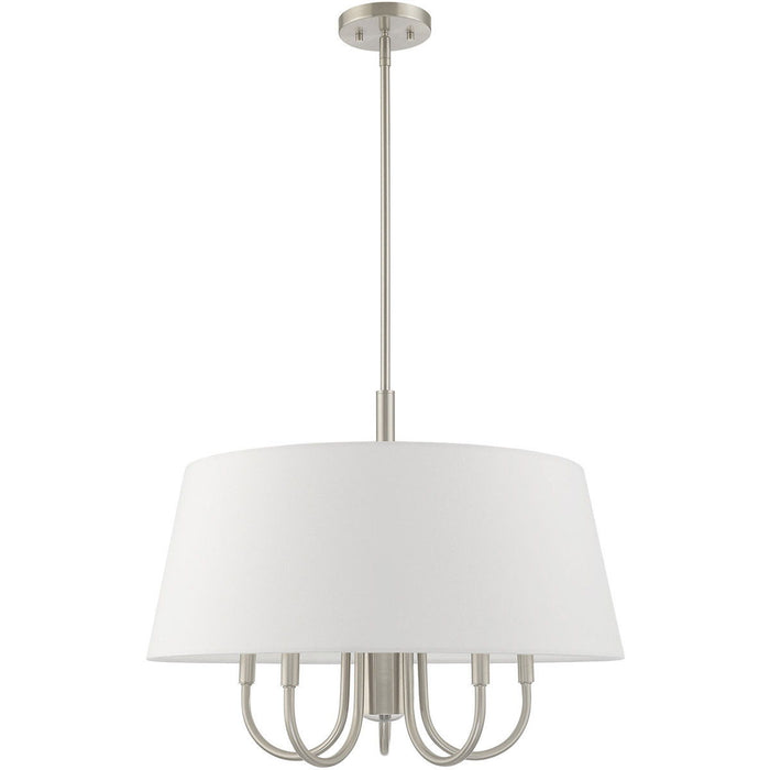 22" 6 Light Dimmable Chandelier With Shades - Nickel