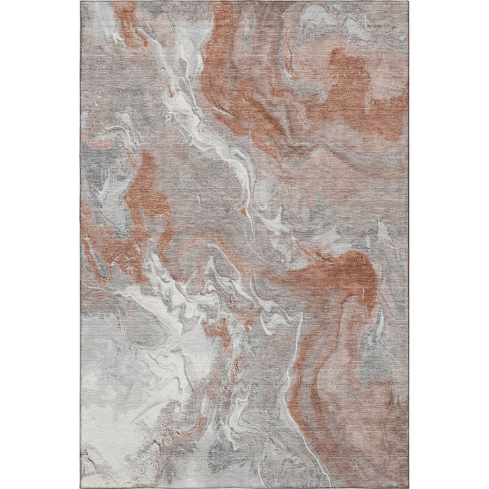 10' X 14' Abstract Washable Area Rug With UV Protection (697086) - Salmon / Gray / Ivory