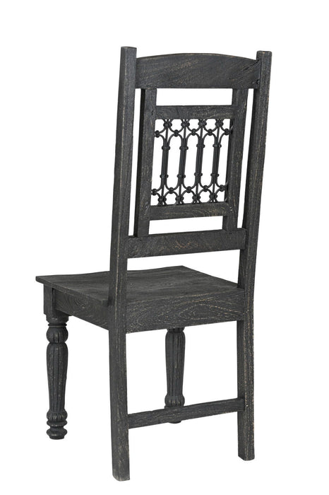 Wood Slat Back Dining Side Chairs (Set of 2) - Black