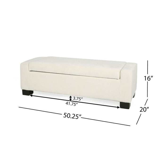 Textured Fabric Ottoman Bench With Hinged Lid