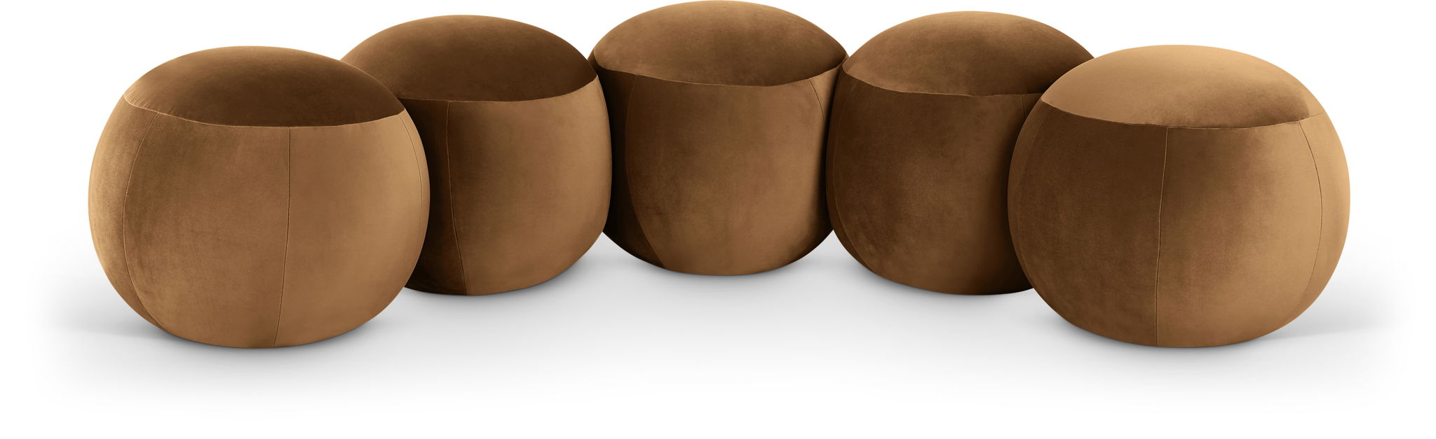Upholstered Meridian Furniture Apollo bench with cushioned seat and wooden legs, ideal for living room or entryway decor.