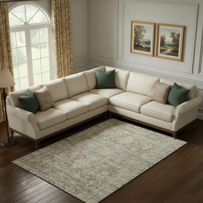 10' X 14' Oriental Washable Area Rug With UV Protection (699921) - Pewter / Silver