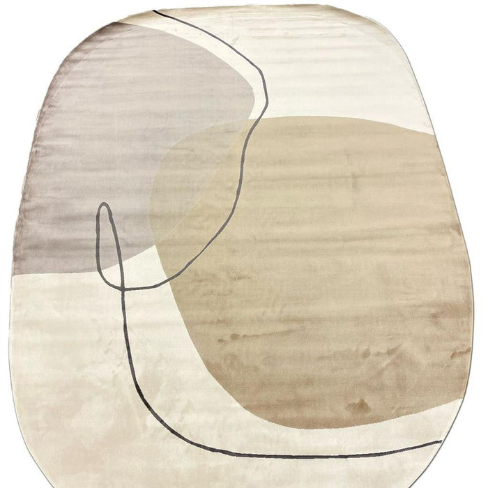 7' X 9' Abstract Oval Rug (722638) - Beige / Cream / Tan