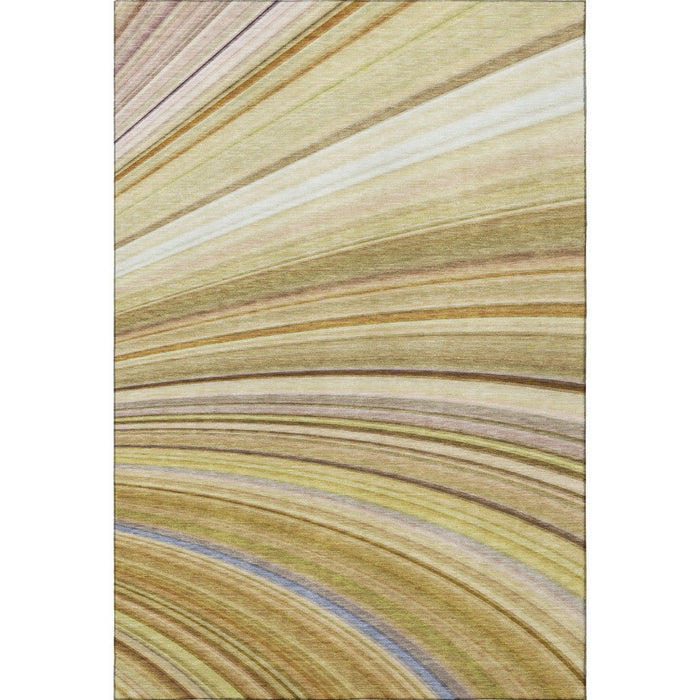 9' X 12' Abstract Washable Area Rug With UV Protection (650337) - Beige / Blue / Ivory