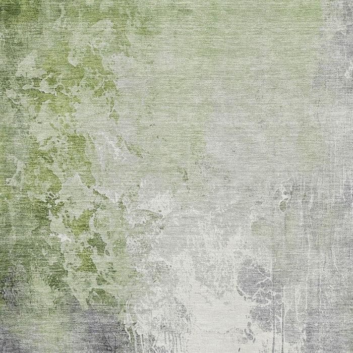 10' X 14' Abstract Washable Area Rug With UV Protection (705449) - Artichoke Green / Gray / Ivory