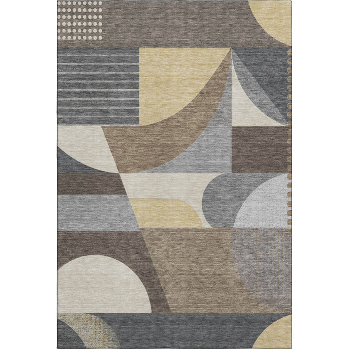 10' X 14' Geometric Washable Area Rug With UV Protection (696560) - Brown / Gray / Ivory