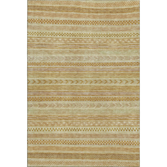 10' X 14' Striped Washable Area Rug With UV Protection (695204) - Salmon / Gold / Beige