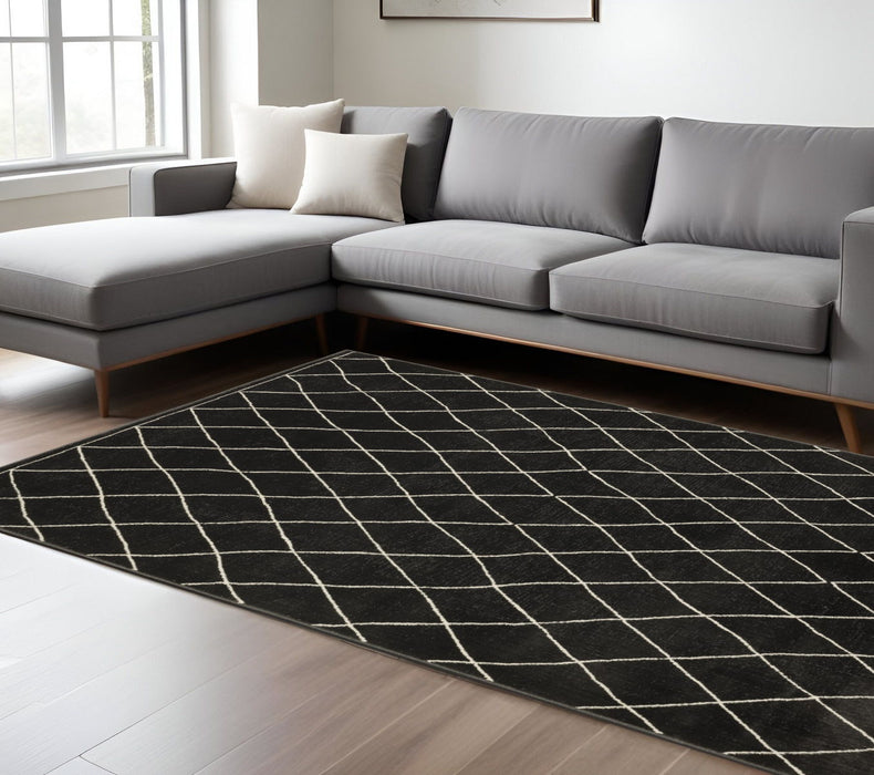 8' X 11' Trellis Area Rug - Charcoal And Ivory
