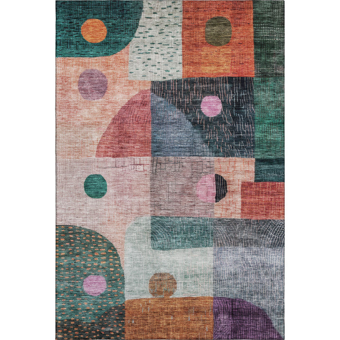 10' X 14' Geometric Washable Area Rug With UV Protection (684816) - Orange / Teal / Purple