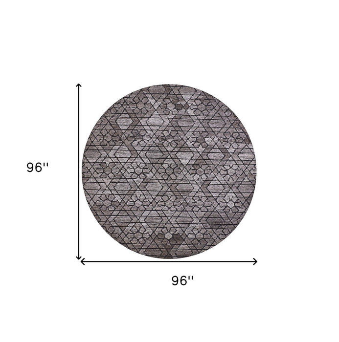 8' Round Wool Paisley Hand Tufted Area Rug - Black And Taupe