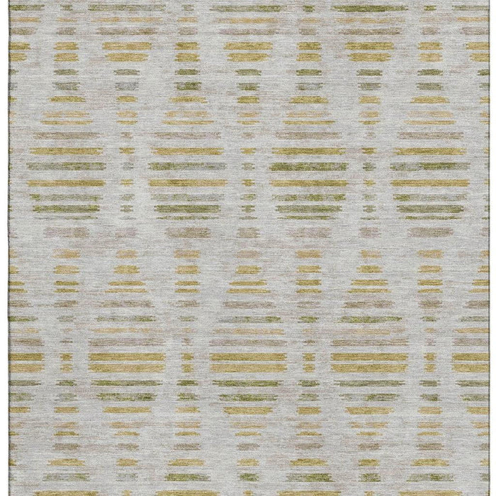 10' X 14' Striped Washable Area Rug With UV Protection (715033) - Ivory / Gold