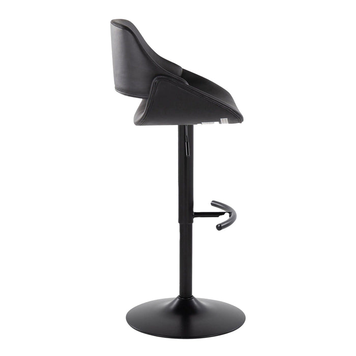 Fabrizzi - Adjustable Barstool With Rounded T Footrest (Set of 2) - Black Metal