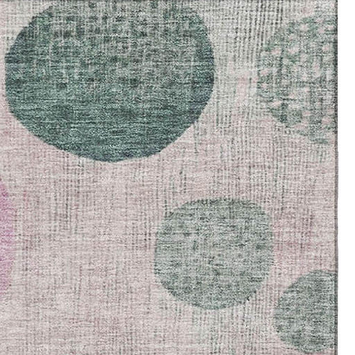 10' X 14' Geometric Washable Area Rug With UV Protection (707437) - Green / Mauve / Beige