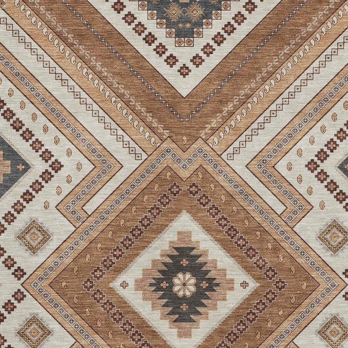 10' X 14' Tribal Washable Area Rug With UV Protection (679270) - Copper / Beige / Gray