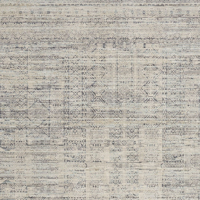 10' X 14' Southwestern Distressed Area Rug With Fringe (546444) - Ivory / Blue