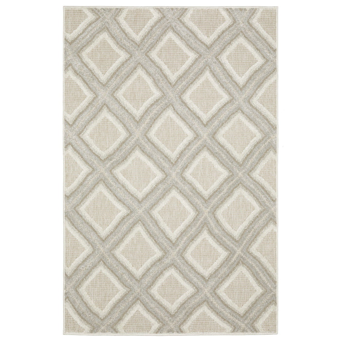 10' X 13' Diamond Area Rug - Gray And Beige