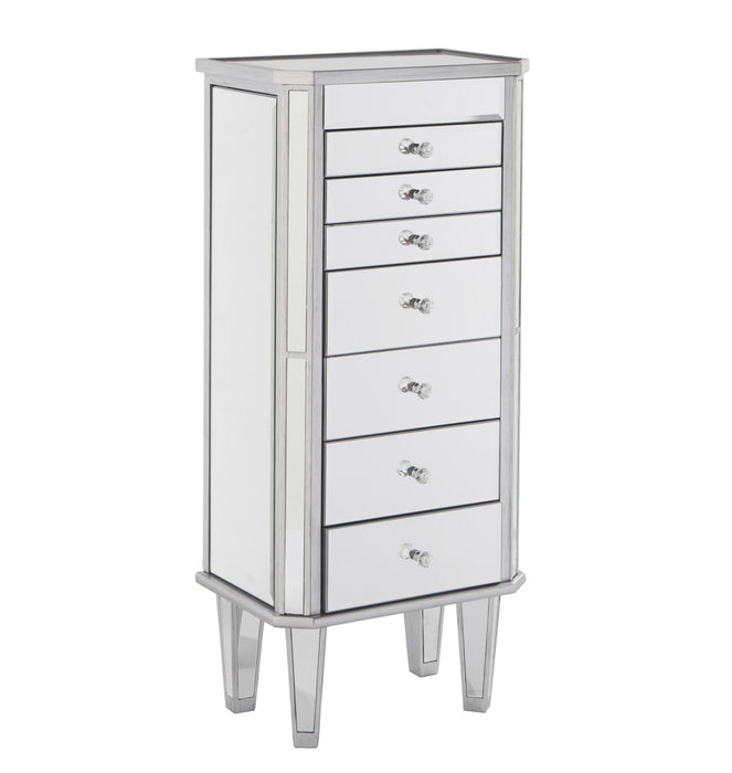 18" Mirrored Writing Desk With Seven Drawers - Silver
