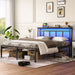 Giga platform bed frame with storage headboard, built-in USB-C ports, LED light, and modern design for bedrooms.