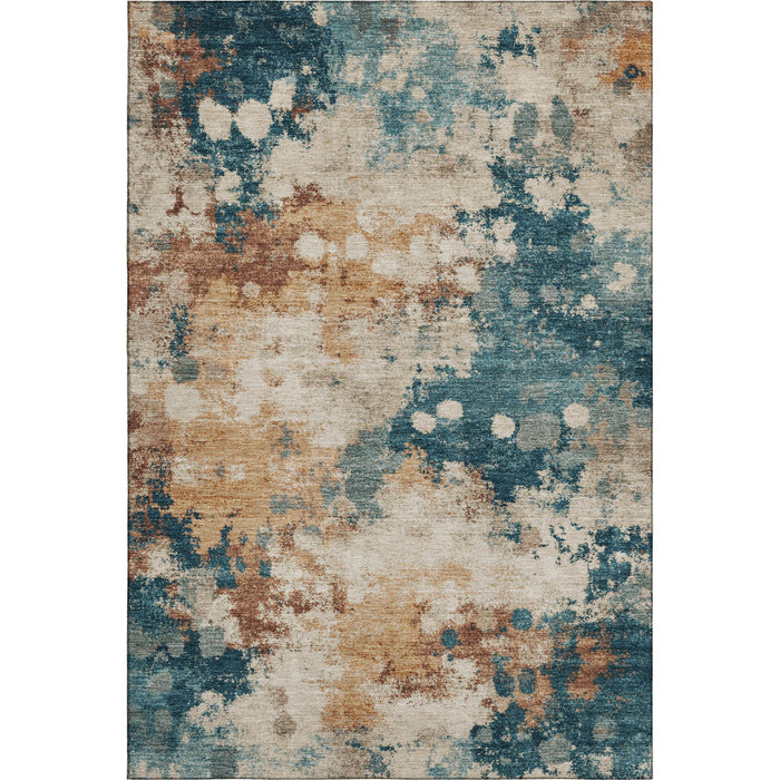 10' X 14' Abstract Washable Area Rug With UV Protection (710346) - Beige / Copper / Blue