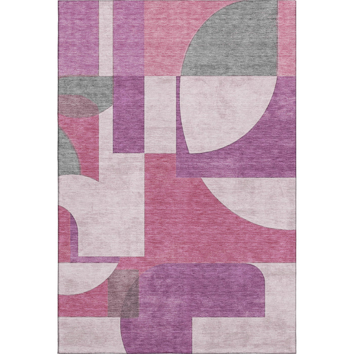10' X 14' Abstract Geometric Washable Area Rug With UV Protection (697344) - Blush / Mauve / Ivory