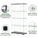 Giga modern black glass display cabinet with four shelves, double doors, and lock, designed for living room storage.