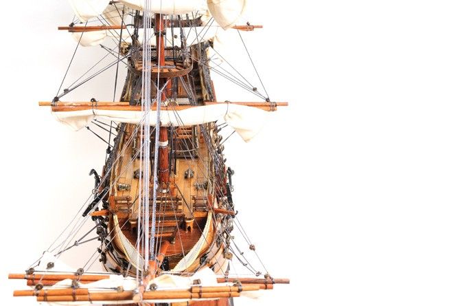 Hand Painted HMS Victory Bottom Model Boat - Brown / Copper