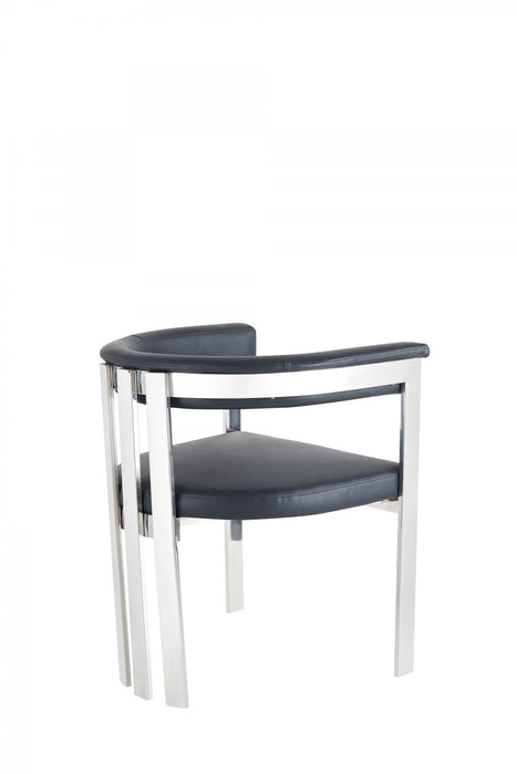 Upholstered Faux Leather Slat Back Dining Arm Chair - Black