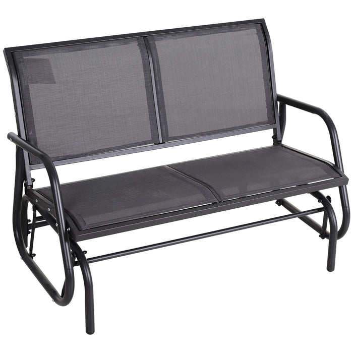 Gray Outsunny 2-person outdoor glider bench with powder-coated steel frame, perfect for backyard garden or porch seating.