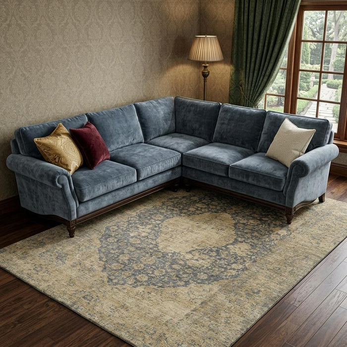 10' X 14' Medallion Washable Area Rug With UV Protection (696302) - Charcoal / Gray / Beige