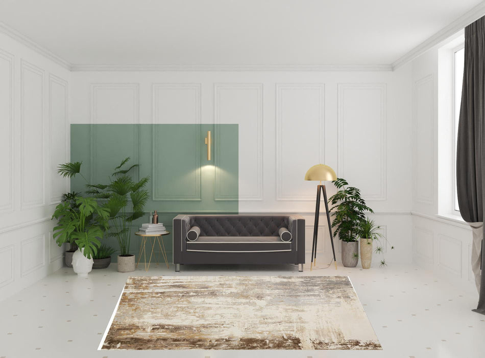 8' x 10' Abstract Area Rug - Tan Ivory And Gray