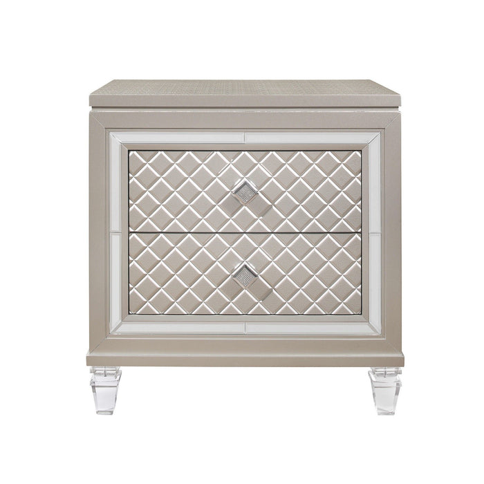 Nightstand With Tapered Acrylic Legs And 2 Drawers - Champagne
