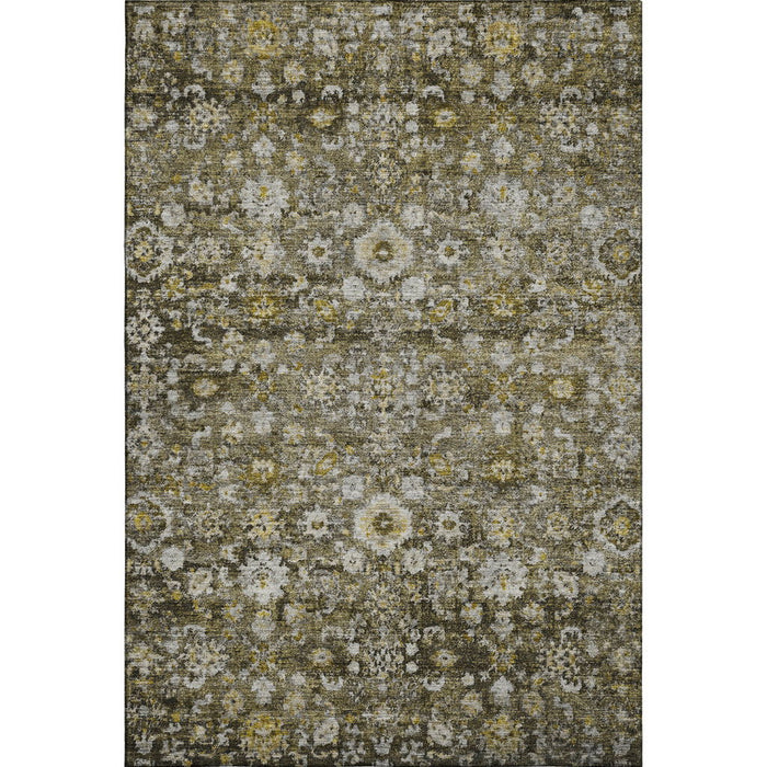 10' X 14' Oriental Washable Area Rug With UV Protection (653785) - Coffee / Ivory / Gold