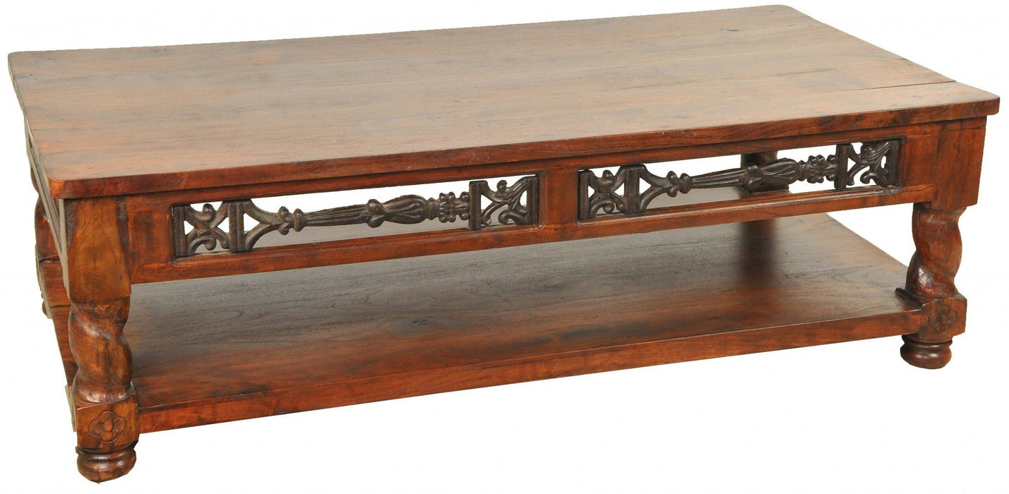 Rectangular Wooden Coffee Table - Brown