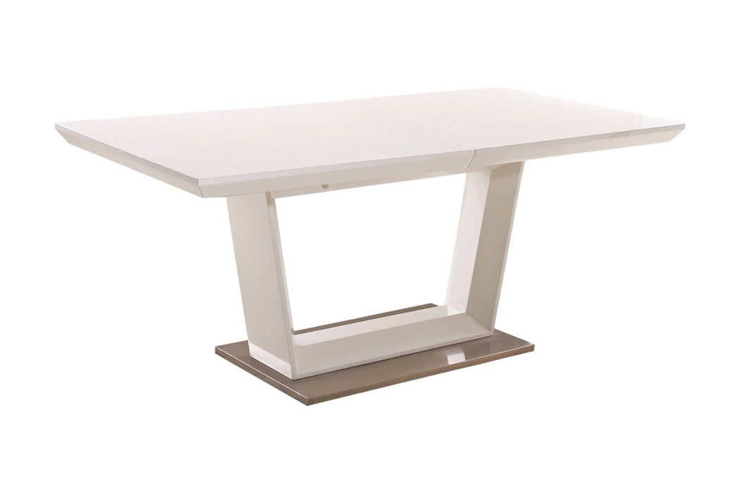 71" Wood And Metal Self-Storing Leaf Pedestal Base Extendable Dining Table - White