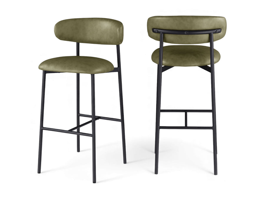 Lupita - Vegan Leather Upholstered Bar Stool With Matte Black Frame (Set of 2)