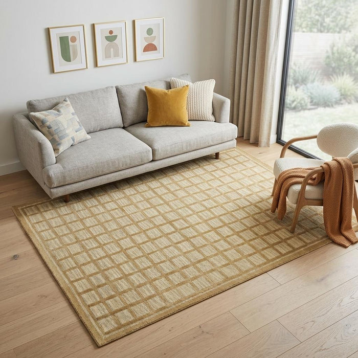 5' X 8' Wool Geometric Hand Knotted Area Rug (744144) - Gold / Brown