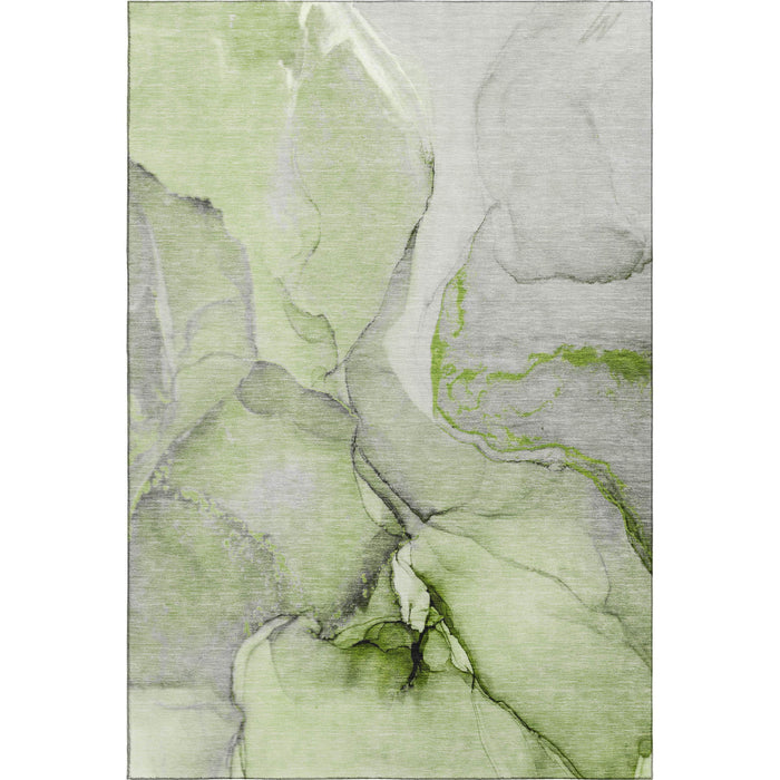 9' X 12' Abstract Washable Area Rug With UV Protection (646827) - Green / Gray / Ivory
