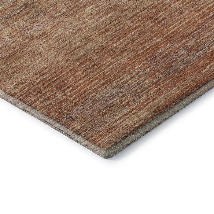 10' X 14' Striped Washable Area Rug With UV Protection (692619) - Copper / Ivory / Gray