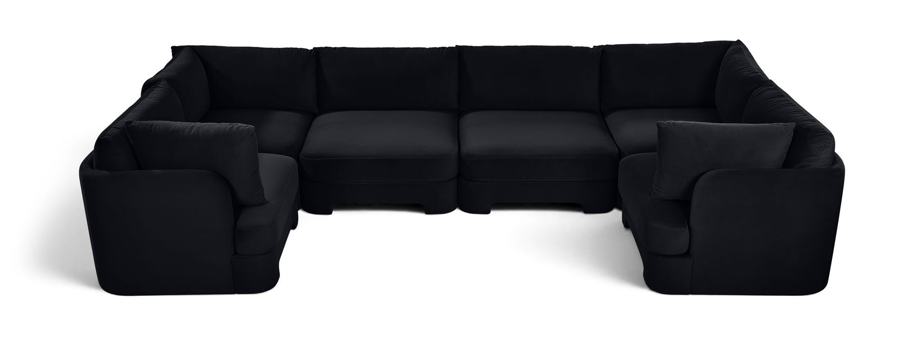 Meridian Furniture Hammond velvet performance fabric U-shaped sectional with six upholstered stationary sections, modern living room style