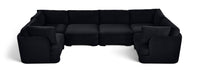 Meridian Furniture Hammond velvet performance fabric U-shaped sectional with six upholstered stationary sections, modern living room style