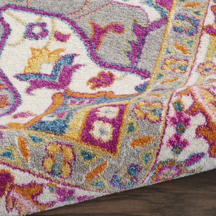 9' x 12' Floral Power Loom Polypropylene Area Rug - Blue And Orange