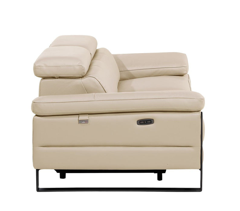 Italian Leather Power Reclining Loveseat (720496) - Cream / Black
